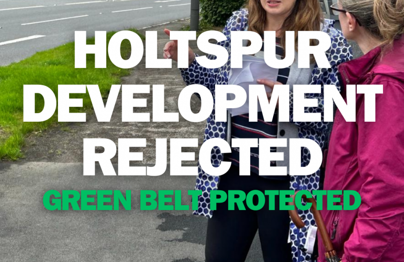 Holtspur Development Rejected Graphic with Joy and resident on site.