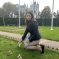 Joy planting a cross in Parliament Garden