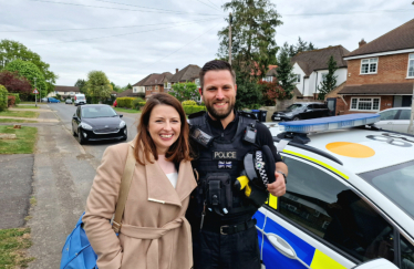 Joy with Police Officer