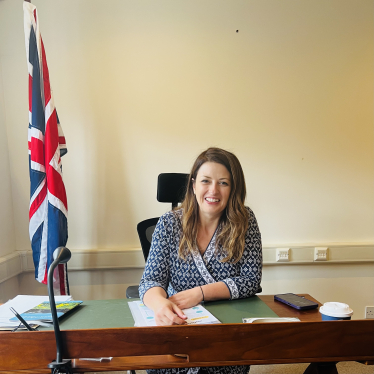 Joy at desk