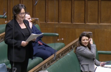 Joy on bench in House of Commons