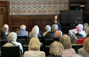 Joy speaking to Bourne End Group